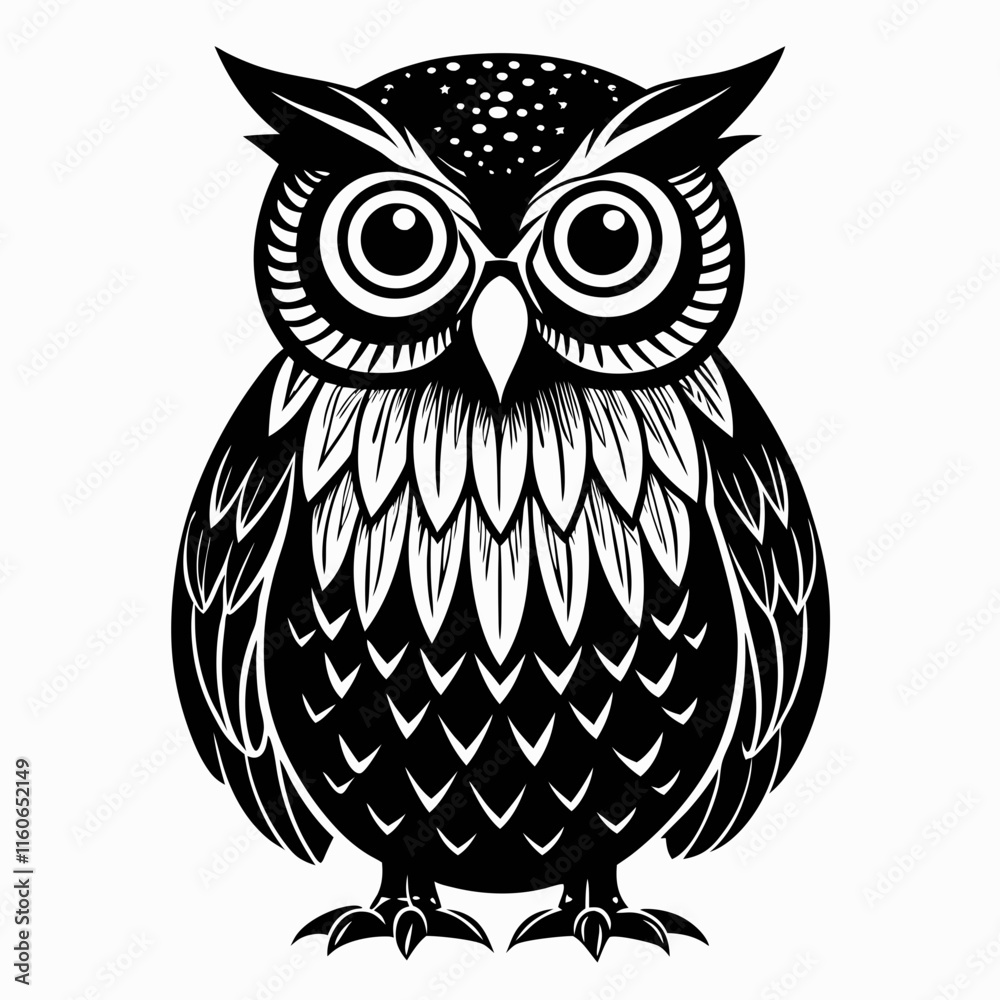 Fototapeta premium Christmas Kids Owl Black silhouette