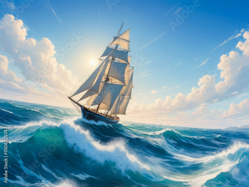 a sailer in the ocean photo