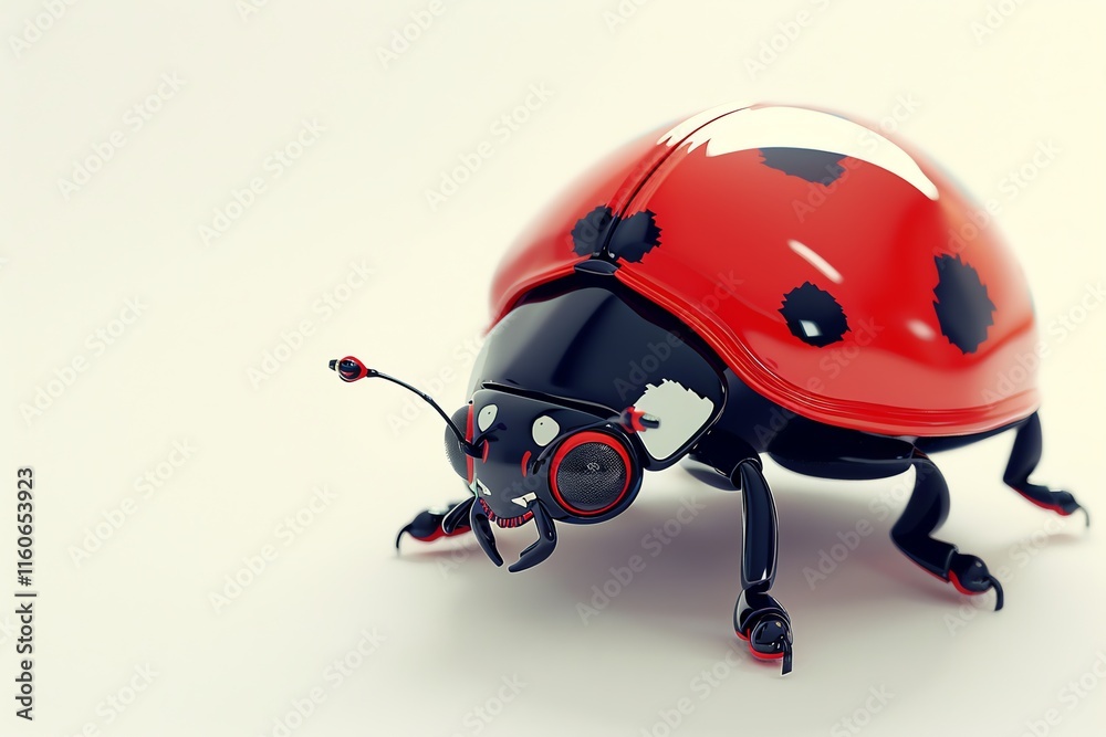 Obraz premium Red ladybug 3D render on white.