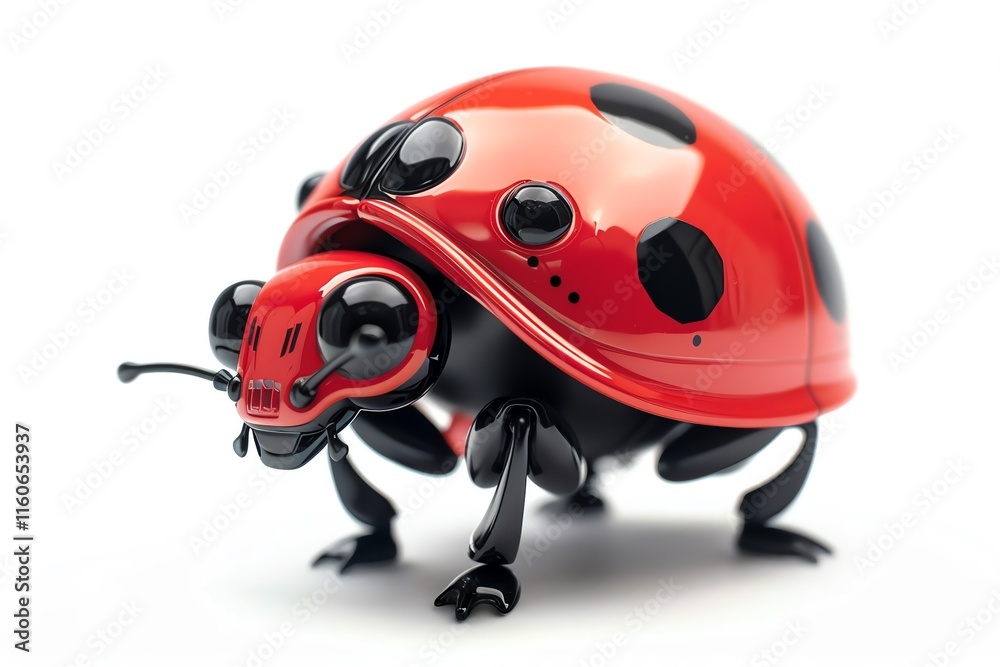 Obraz premium Red ladybug toy isolated on white background.