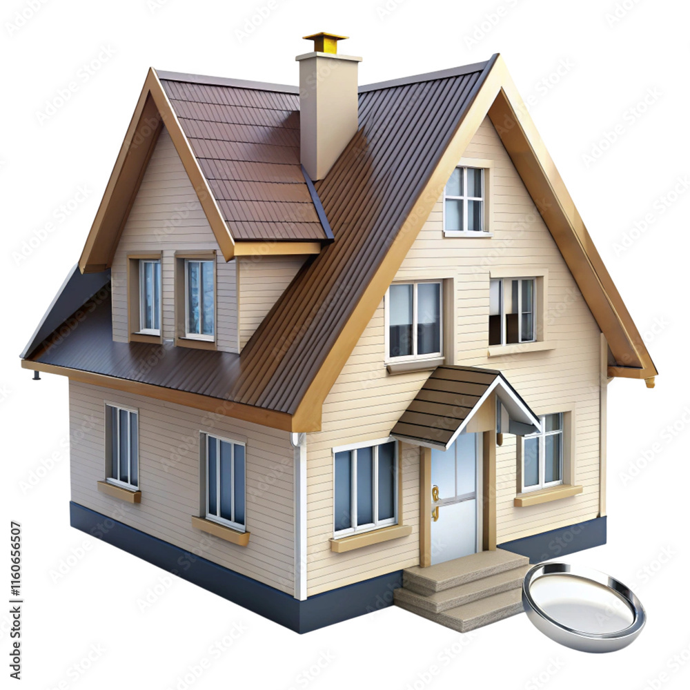 Home inspection services illustration with magnifying glass emphasizing real estate details and architecture Home inspection services illustration with magnifying glass emphasizing real estate details and architecture