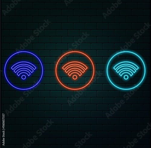 Glowing neon smartphone screen and frame with wifi icon. Neon light outline phone with wi-fi icon. Flash Mobile phone with hotspot sign. Vector.