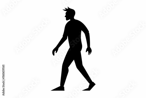 Businessman Silhouette Walking Vector on White Background.  A silhouette of a man walking

