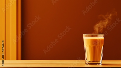 Vietnamese iced egg coffee served in a clear glass, Hanoi s narrow streets, a creamy and unique summer beverage photo