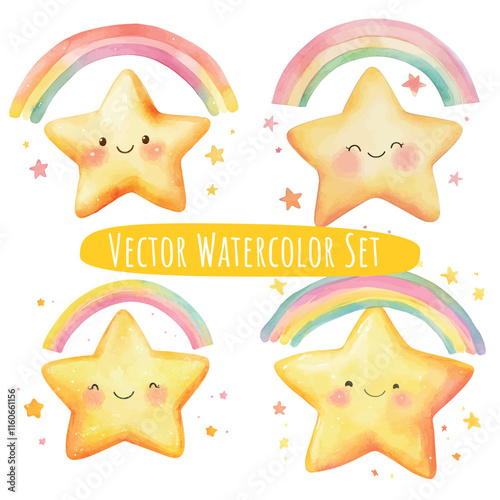 Watercolor Star Illustrations   Cheerful & Whimsical Set