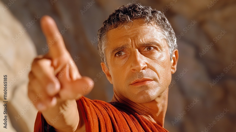 Fototapeta premium Caesar of the Legion Inspires Loyalty Among His Followers in Ancient Rome at a Pivotal Moment