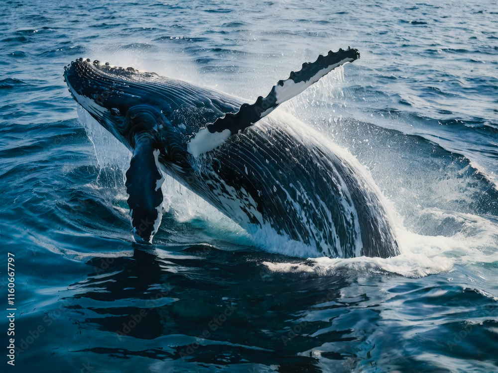 Naklejka premium a whale is jumping out of the water