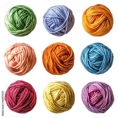 Colorful Yarn Balls Collection Isolated on transparent Background Image