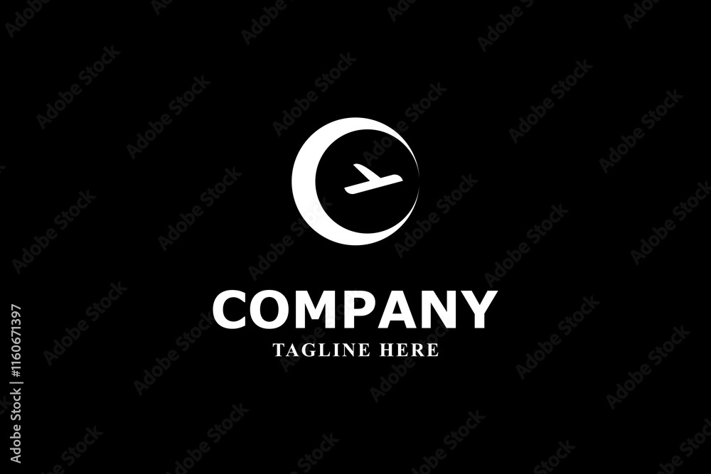 letter c moon and plane modern logo letter c moon and plane modern logo