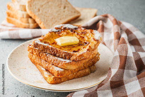 French Toast with Honey and Butter, Sweet Breakfast Delight, Delicious and Tasty Morning Treat