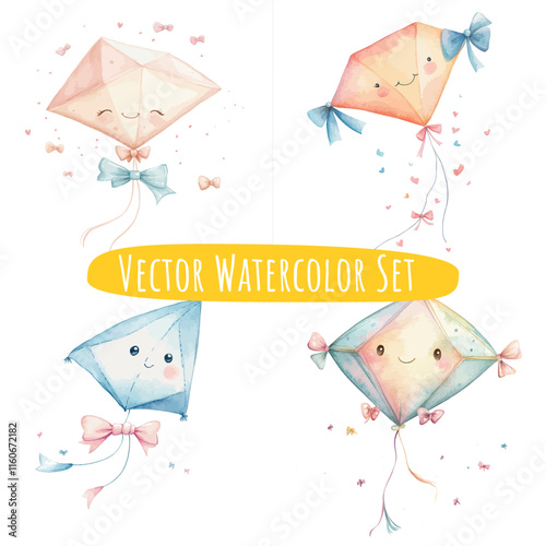 Watercolor Kites Set   Playful, Whimsical Designs