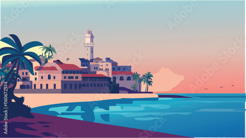 Mombasa's Beachside Charm at Dusk.eps