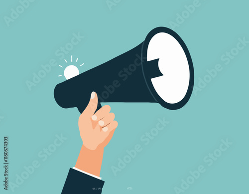 Flat Design Stylish Vector Illustration Megaphone - Public Relations Vector