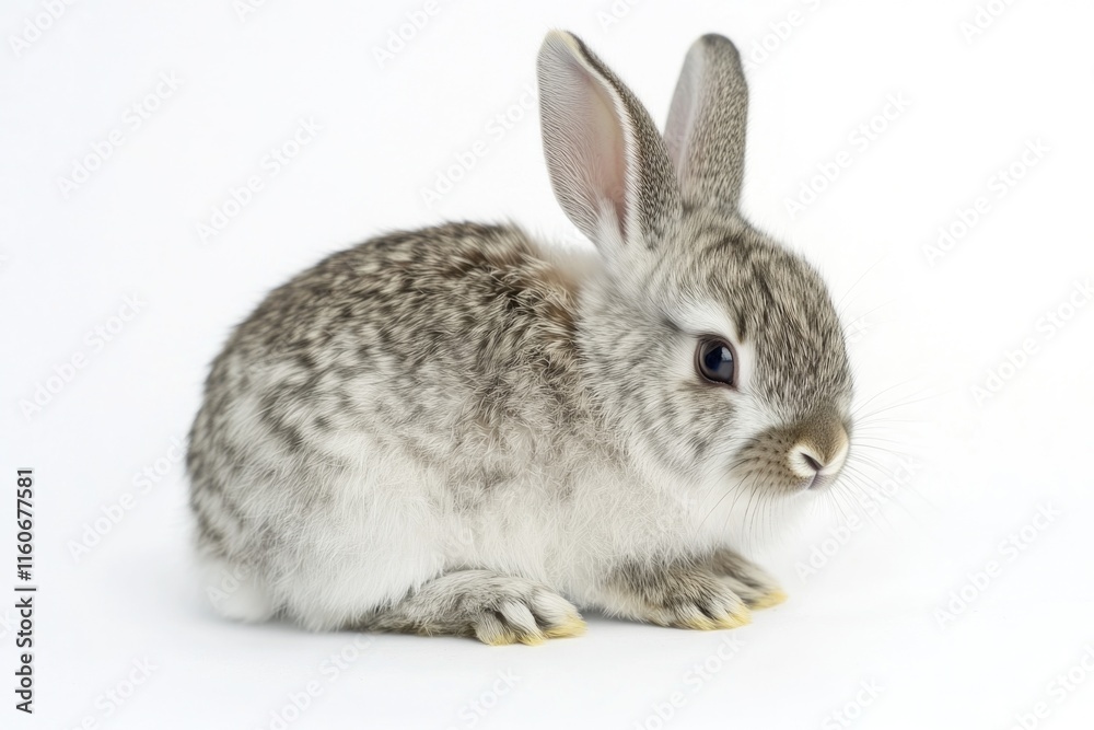 A small rabbit sitting on a white surface A small rabbit sitting on a white surface