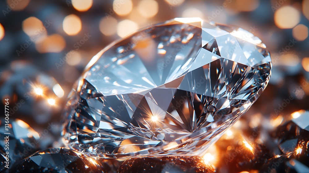 A Stunning and Elegant Close-Up of a Luxury Diamond Showcasing Brilliant Light and Textures A Stunning and Elegant Close-Up of a Luxury Diamond Showcasing Brilliant Light and Textures