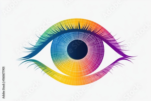 A colorful eye with a white background