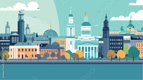 Sailing into Helsinki- A Beautiful Cityscape.eps