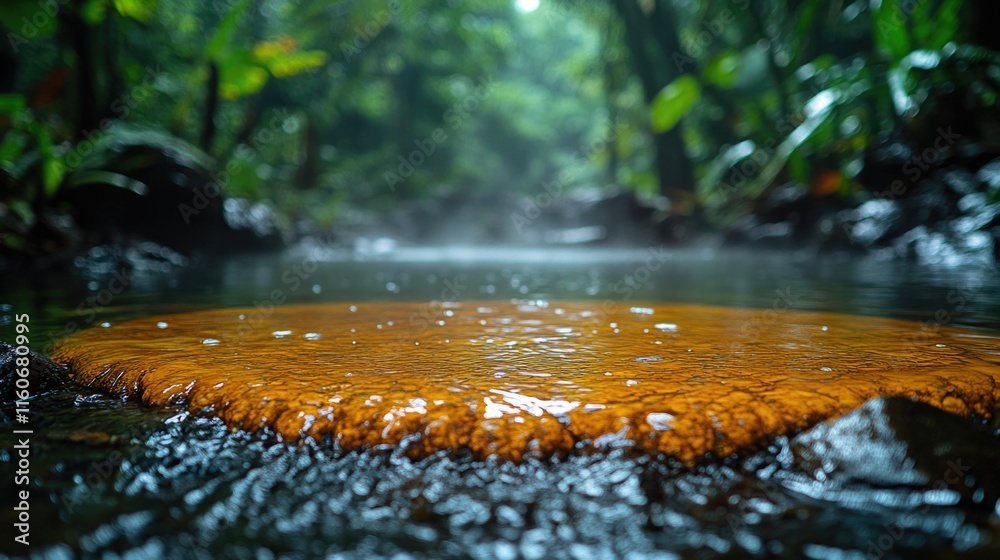 Fototapeta premium A small body of water in the midst of a dense forest
