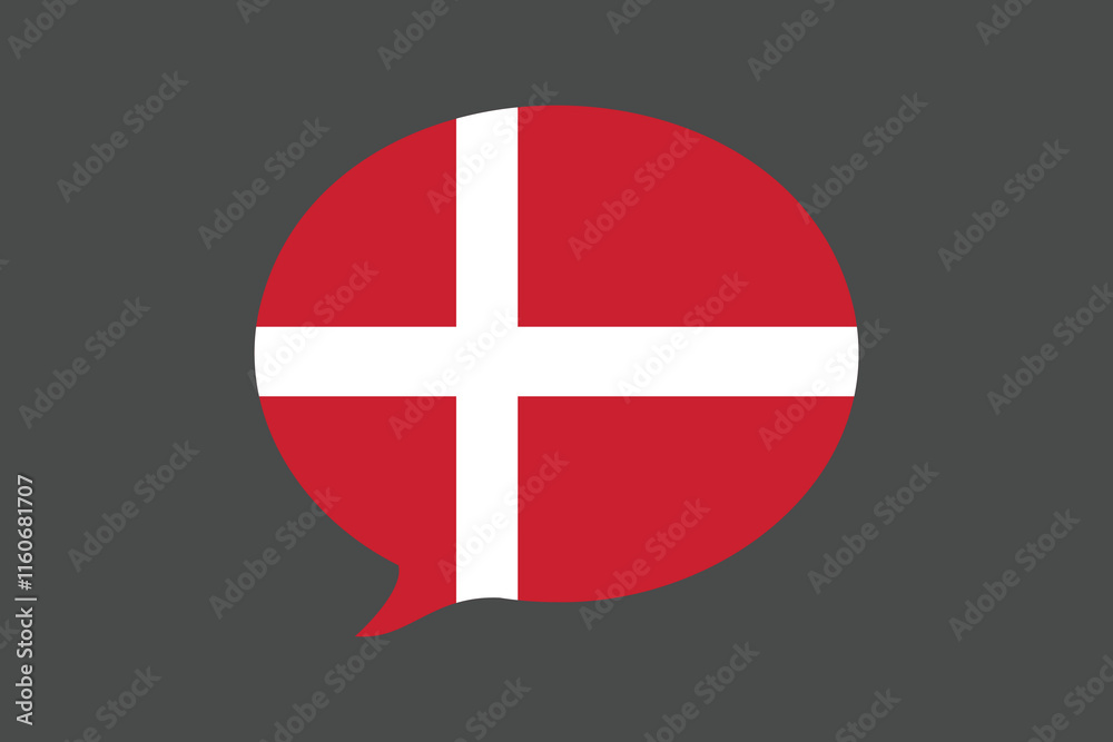 Obraz premium Denmark flag with massage sign, Denmark flag vector graphic, Denmark country flag is a symbol of freedom, National Denmark flag, vector illustration 
