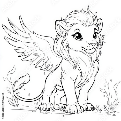 Adorable Griffon Cub Coloring page photo