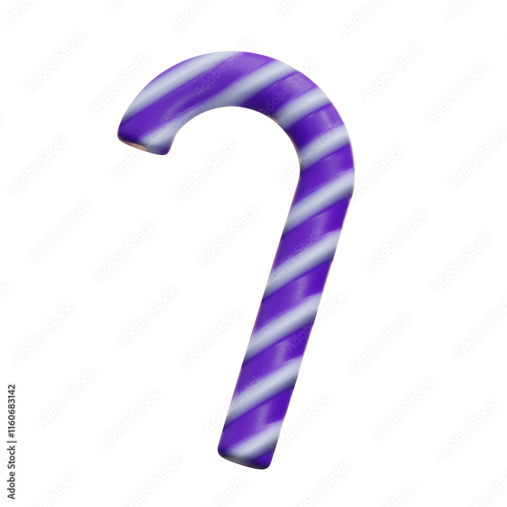 3d illustration Purple and white striped candy cane 2 3d illustration Purple and white striped candy cane 2