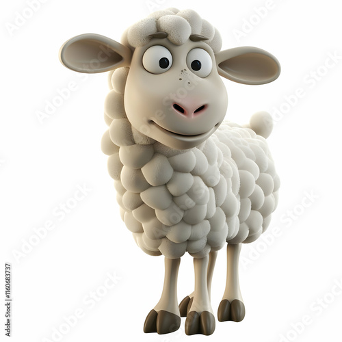 Cute Cartoon Sheep Character with Rounded Features and Big Smile photo