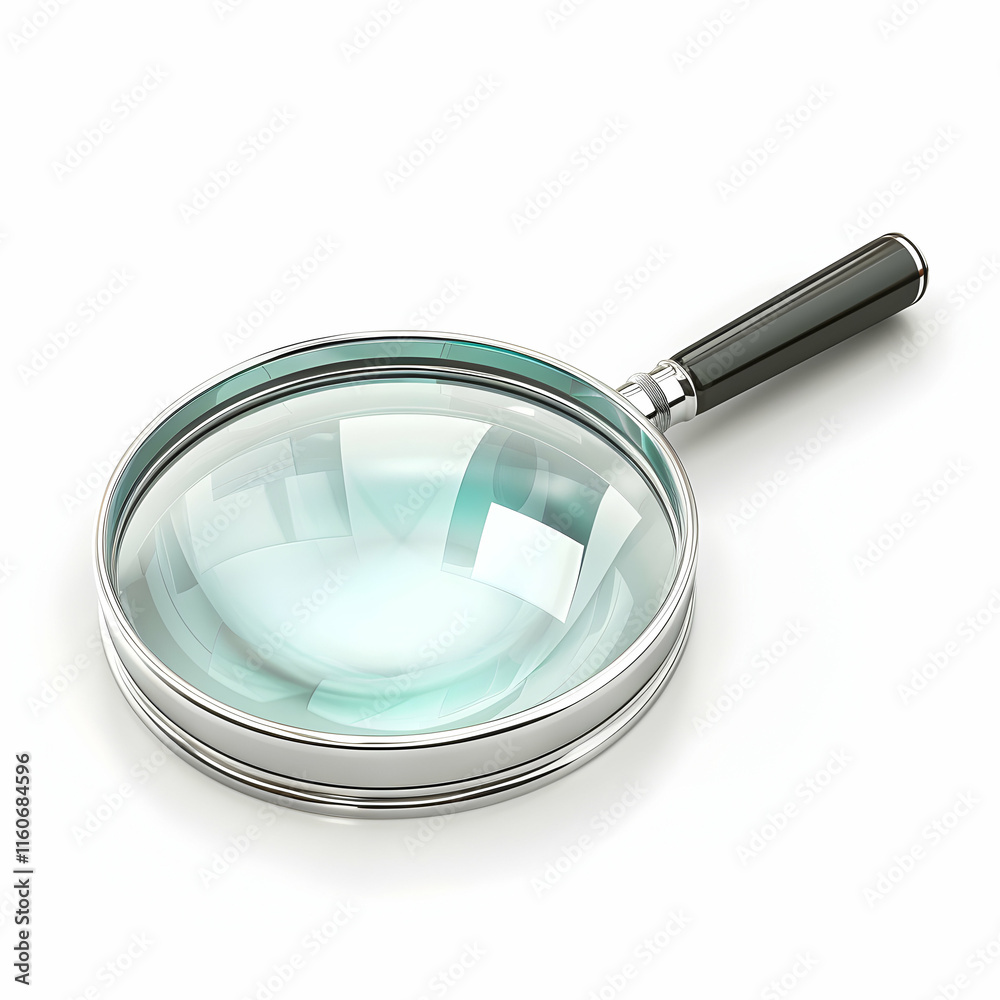 Magnifying Glass on White Background for Investigation and Research Magnifying Glass on White Background for Investigation and Research