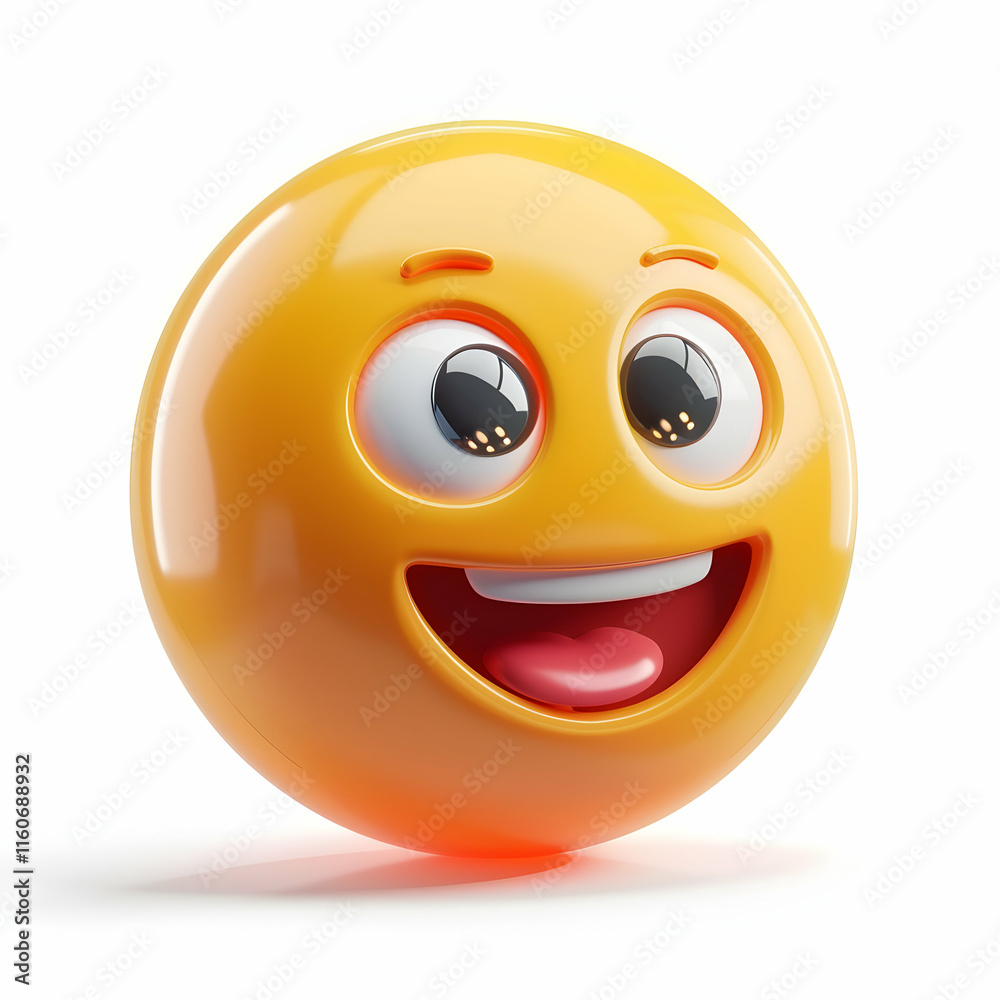 Fototapeta premium Happy Smiling Emoji with Big Eyes and Joyful Expression for Use