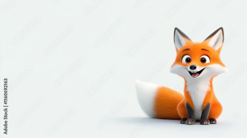 Fototapeta premium A cheerful cartoon fox character with a friendly expression.