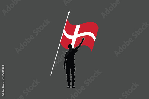 A Man with Denmark flag, Flag of Denmark national country symbol illustration Vector, Rectangle Denmark flag illustration, Flat vector illustration
