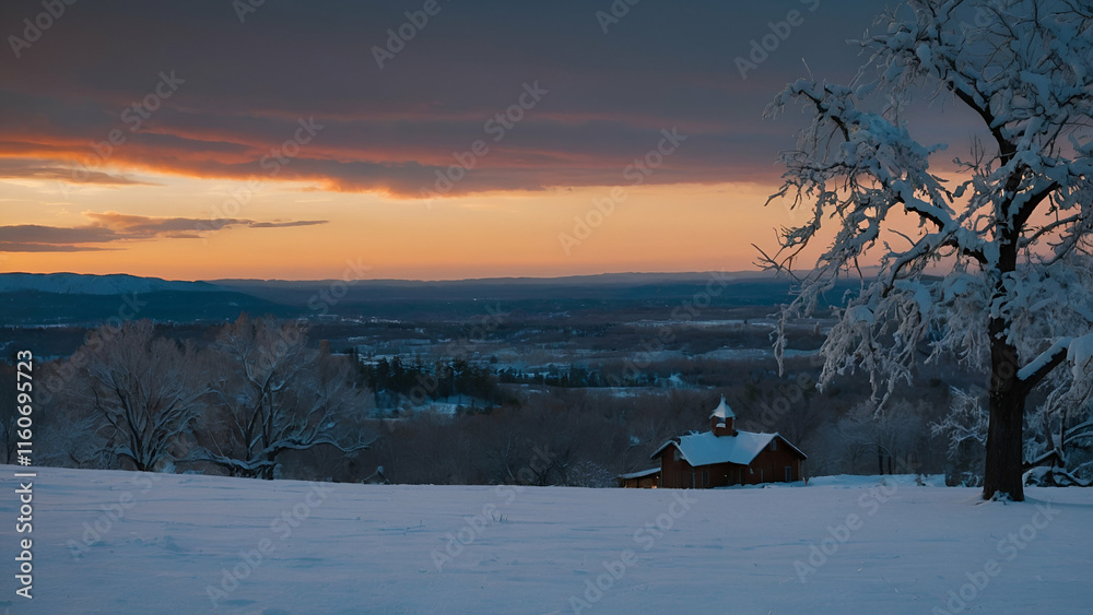 Winter Wonderland: Snow-Covered Trees, Frozen Landscape, and Frosty Blue Sky Winter Wonderland: Snow-Covered Trees, Frozen Landscape, and Frosty Blue Sky