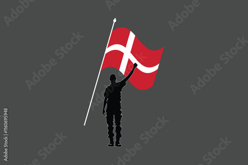A Man with Denmark flag, Flag of Denmark national country symbol illustration Vector, Rectangle Denmark flag illustration, Flat vector illustration
