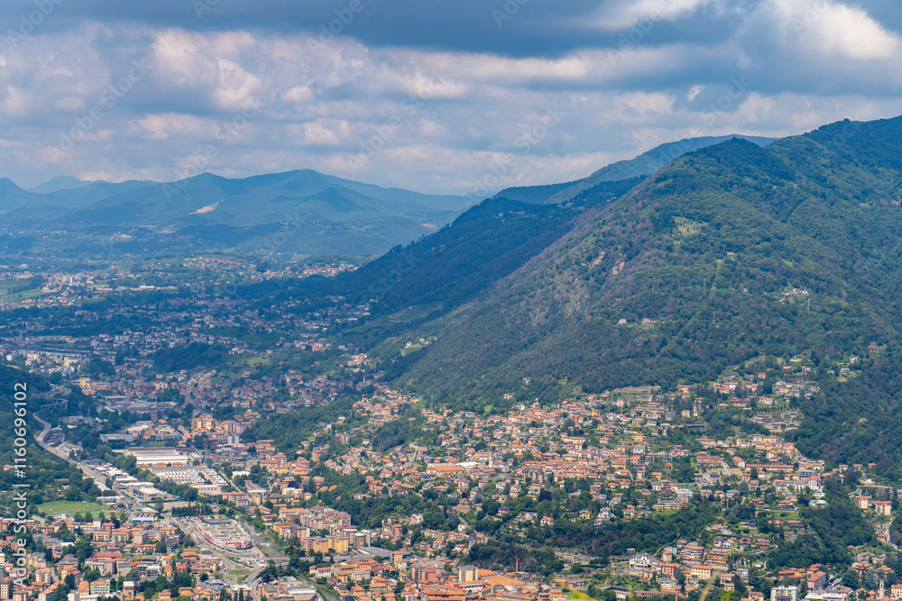 Aerial View of Town and Mountain Landscape Aerial View of Town and Mountain Landscape