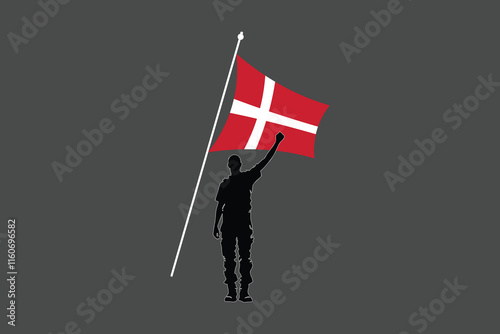 A Man with Denmark flag, Flag of Denmark national country symbol illustration Vector, Rectangle Denmark flag illustration, Flat vector illustration
