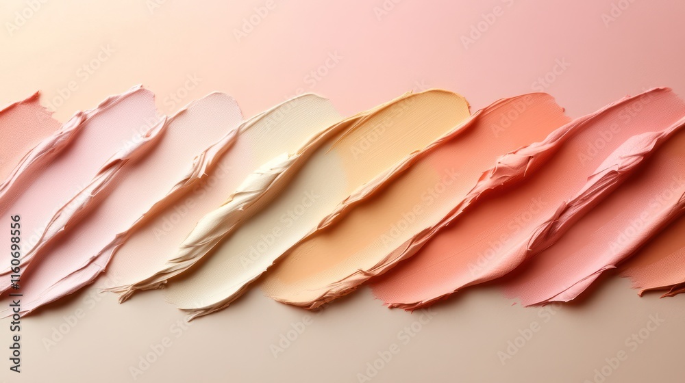 Swirled pastel cream swatches on beige background. Swirled pastel cream swatches on beige background.
