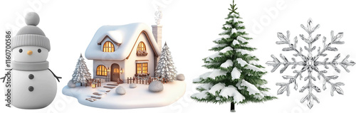  3d illustration set of winter element icons