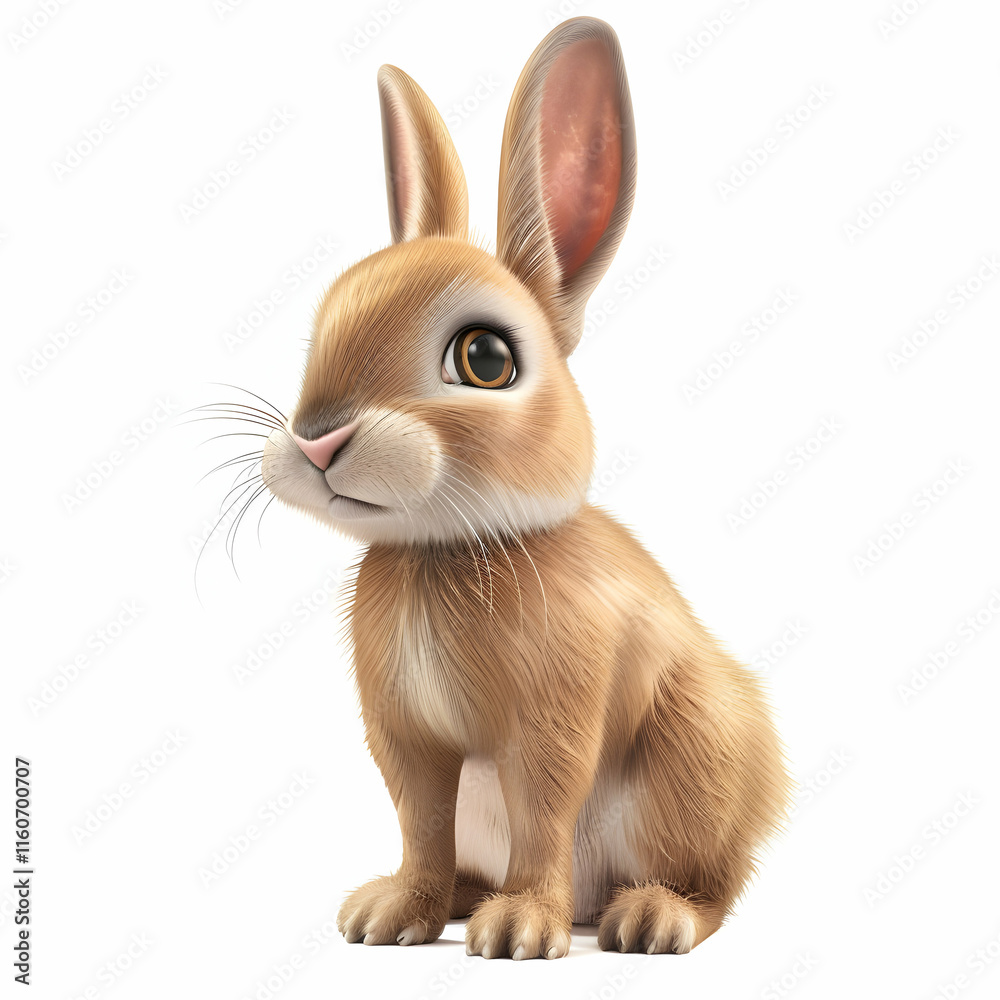 Obraz premium Cute and Playful Rabbit Character in Soft Cartoon Style Illustration