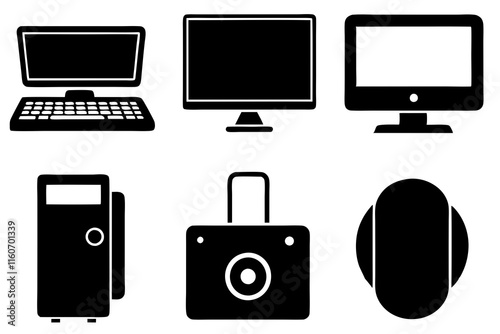 set of computer and electronics icons