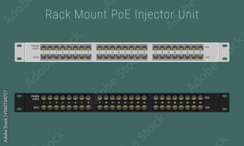Obraz na płótnie Power injector 1U panels for a 19-inch server rack or cabinet. Vector illustration in flat style w salonie