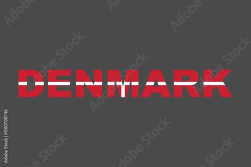 Denmark Word with heart shape, Denmark flag vector graphic, Denmark country flag is a symbol of freedom, National Denmark flag, vector illustration
