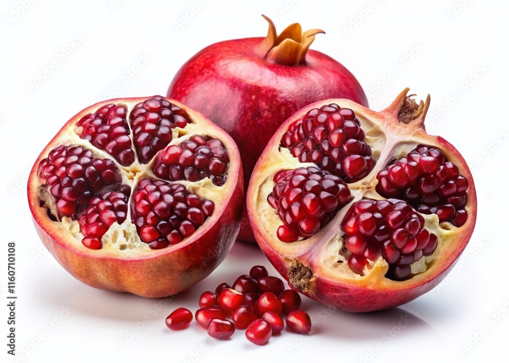 Halved Pomegranate Seeds Close-Up - Fresh Fruit Still Life Halved Pomegranate Seeds Close-Up - Fresh Fruit Still Life