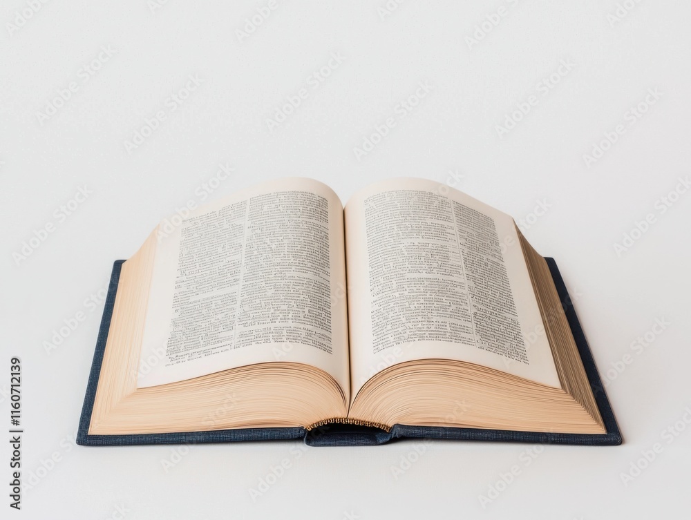 Open Book in 3D Composition with Detailed Pages and Soft Lighting, Perfect for Educational or Literary Themes, Showcasing Print and Text Details for Creative Projects Open Book in 3D Composition with Detailed Pages and Soft Lighting, Perfect for Educational or Literary Themes, Showcasing Print and Text Details for Creative Projects