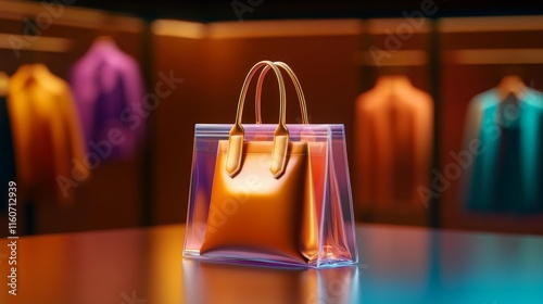 Wallpaper Mural Luxury plastic bag mockup in a boutique setting. Generative AI Torontodigital.ca