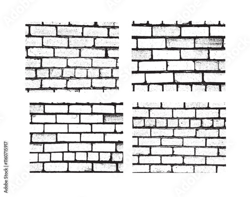 Grunge Brick Wall Textures Set. Graphic elements and design resources concept vector art