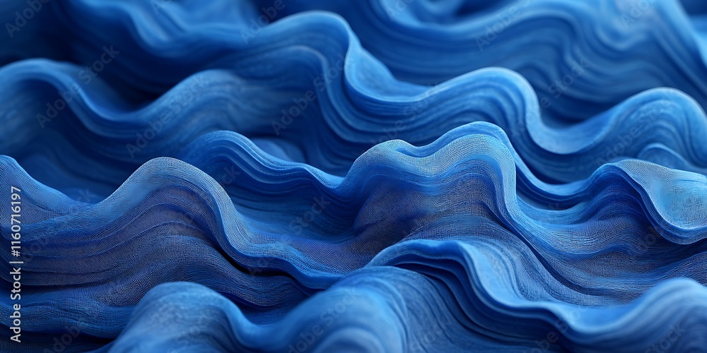 Obraz premium Abstract blue wavy fabric texture background.