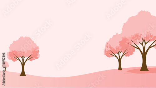 cute pink sakura background. Simple cherry blossom vector wallpaper in pastel colors