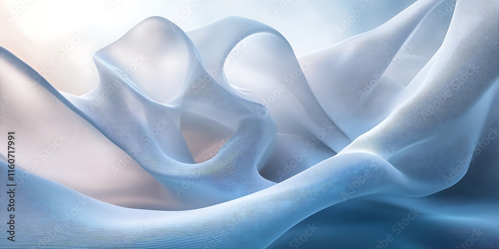 Obraz premium Abstract flowing light blue fabric texture background.