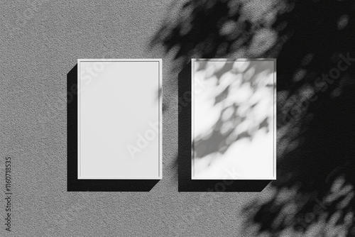 Realistic Poster Mockup on the concrete wall. 3D rendering

