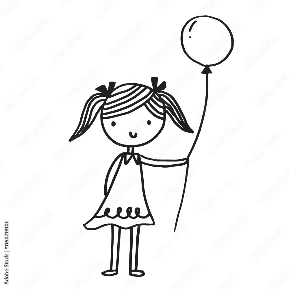 Cute girl doodle cartoon character hand drawing isolated Cute girl doodle cartoon character hand drawing isolated