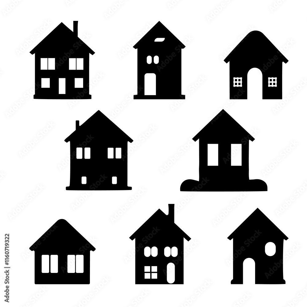 Stylish House Icon Set for Design Projects Stylish House Icon Set for Design Projects